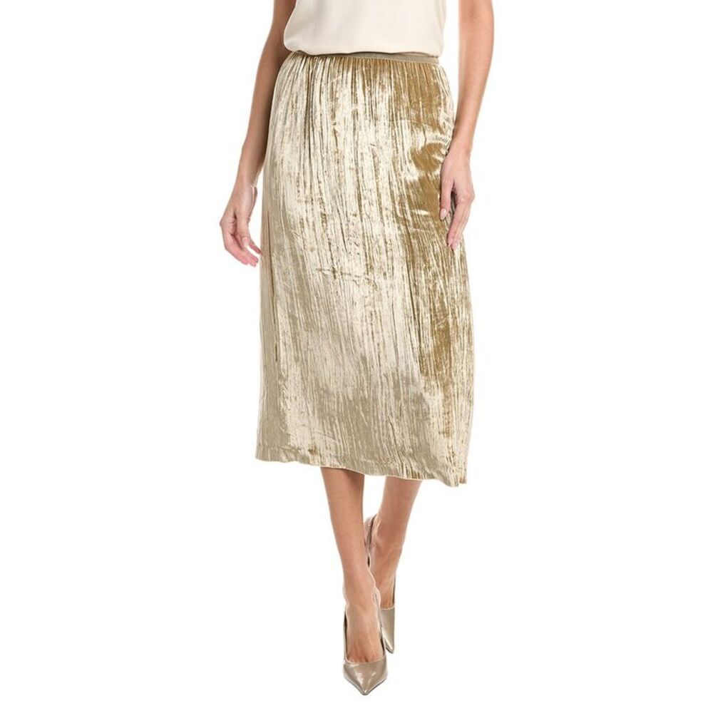 Lafayette 148 New York Womens Plisse Velvet Pull-On Silk-Blend Skirt, Brown